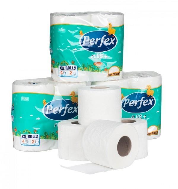 Toaletní papír PERFEX Plus, 2-vrstvý bílý, 4 role