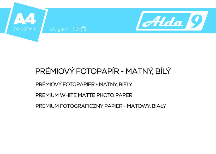 ALDA9 Fotopapír A4 120 g/m2, premium matný, bílý, 50 listů
