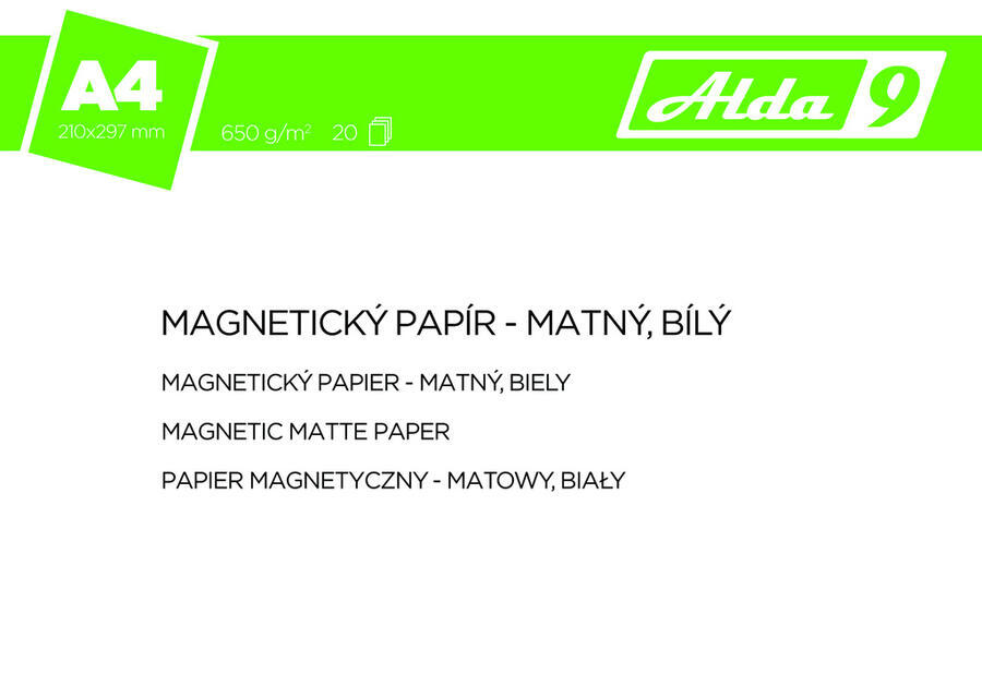 ALDA9 Magnetický papír A4, 650g/m2, premium matný, bílý, 20 listů